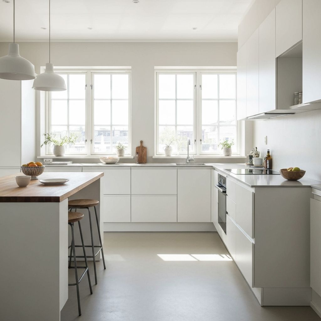 Neutralt kök med naturligt ljus